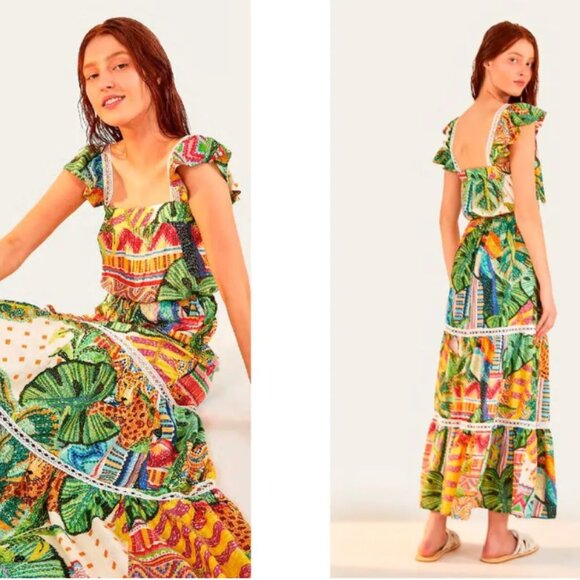 FARM Rio Brazil Tropical Farm Freshness Cropped Maxi Dress, US Size L 🇧🇷 - Picture 2 of 13